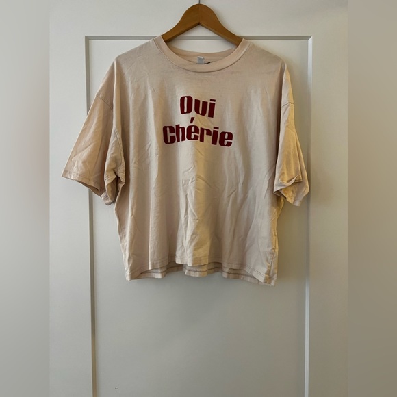 Topshop Tops - Cream Graphic Topshop Tee